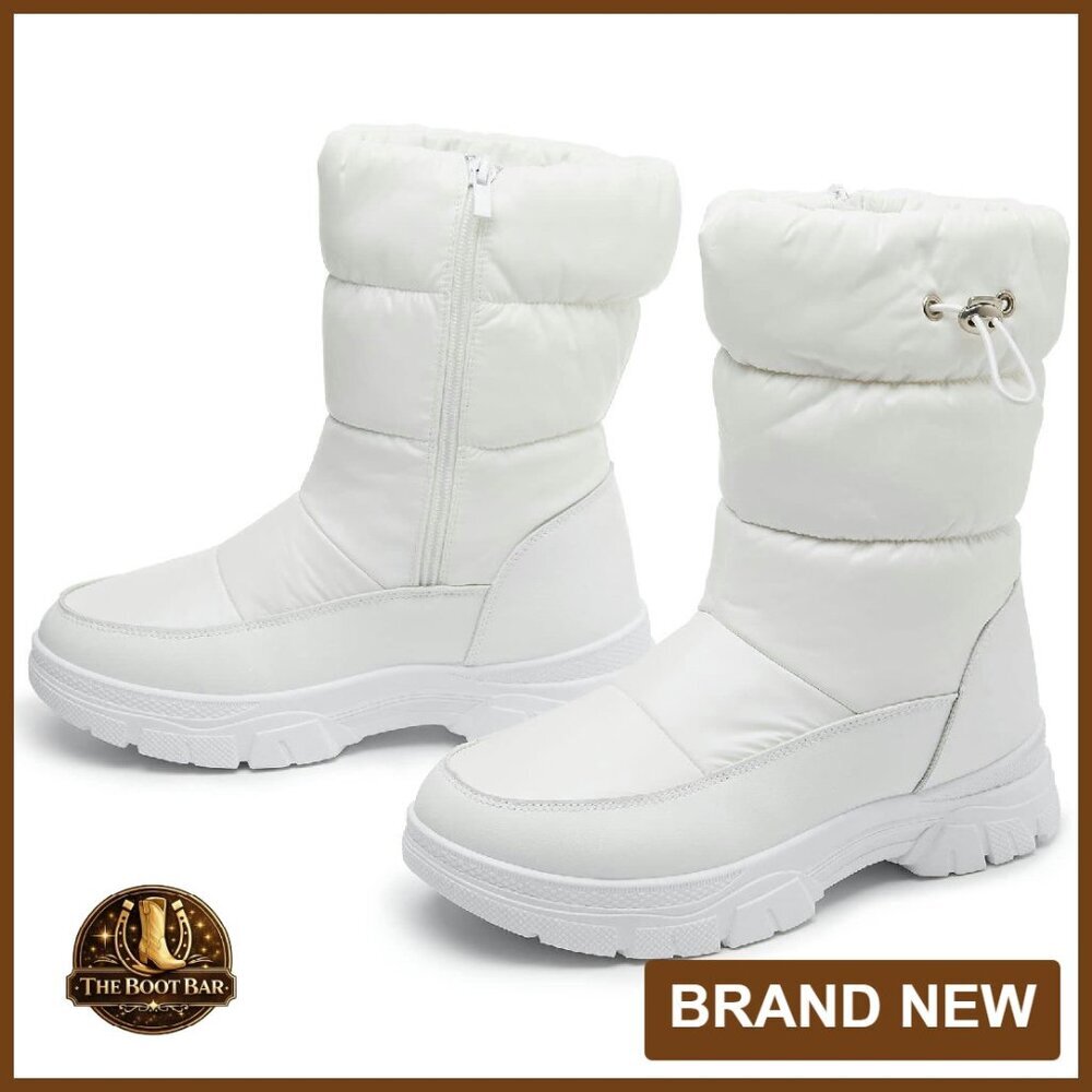 Mid Calf Platform Snow Boots Warm Faux Fur Slip On Winter Boots